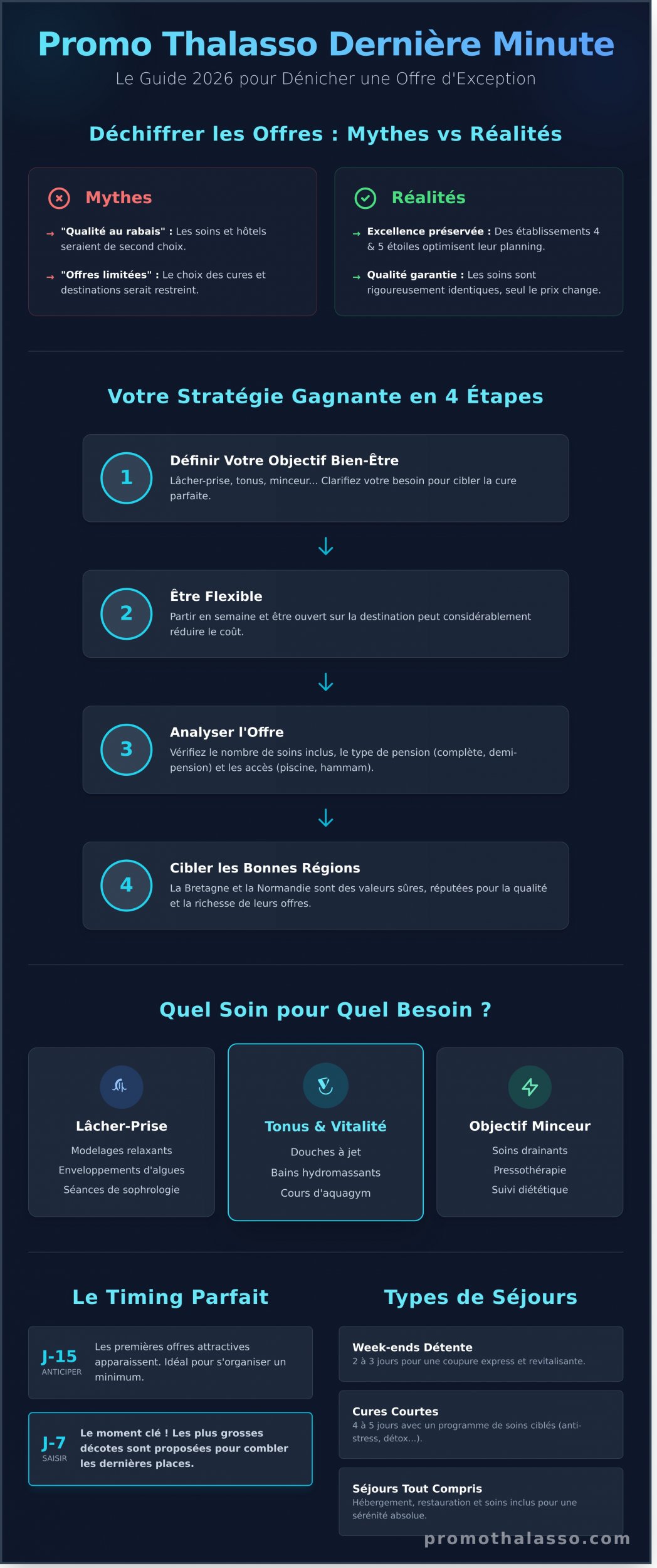 Promo Thalasso Dernière Minute : Le Guide pour S&rsquo;évader à Prix Doux en 2026 - Infographic